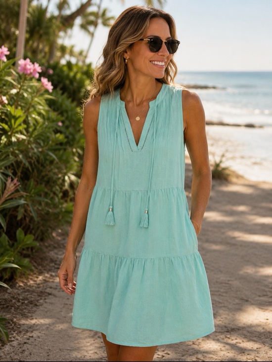 Tommy Bahama Dresses & Skirts - Tommy Bahama St. Lucia Sleeveless Tiered Dress - Aqua Jade